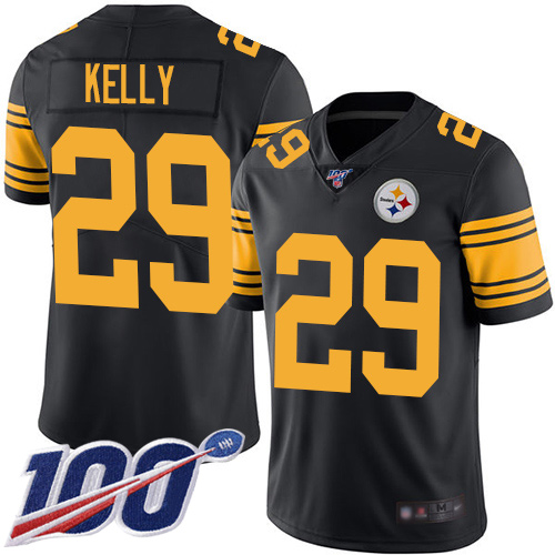 Men Pittsburgh Steelers Football #29 Limited Black Kam Kelly 100th Season Rush Vapor Untouchable Nike NFL Jersey